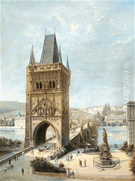 View Of Prague Oil Painting by Joseph Langl