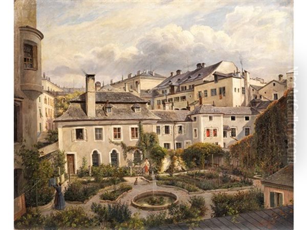 Salzburg. Aussicht Von Der Kuche Im Stadtischen Museum Oil Painting by Joseph Langl