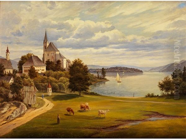 Die Kirche Am See Oil Painting by Joseph Langl