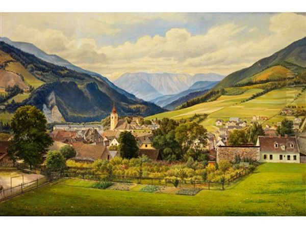 Blick Auf Murzzuschlag In Der Steiermark Oil Painting by Joseph Langl