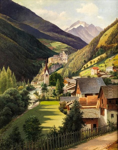 Blick Auf Die Tauferer Burg Oil Painting by Joseph Langl