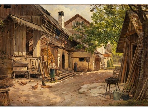 Die Holzwirtschaft Oil Painting by Joseph Langl