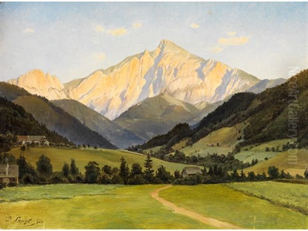 Bergmassiv Im Abendrot Oil Painting by Joseph Langl