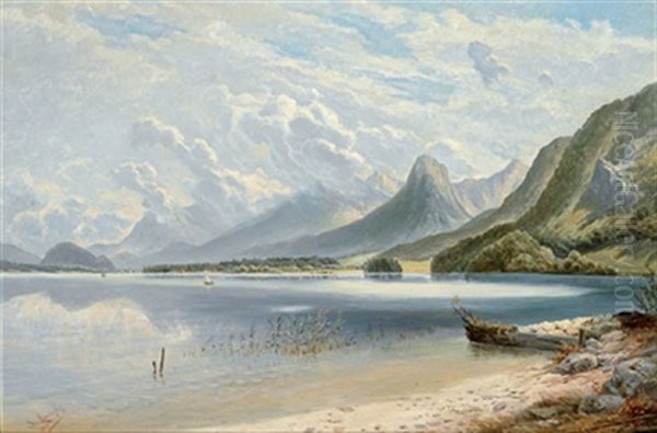 Blick Auf Den Wolfgang See Gegen Zinkenbach Und Sparber Oil Painting by Joseph Langl