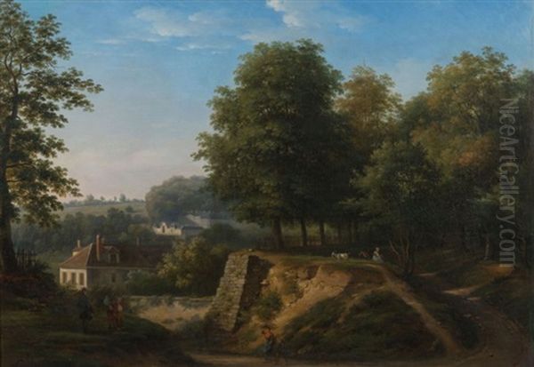 Vue De La Manufacture De Sevres Oil Painting by Jean Baptiste Gabriel Langlace