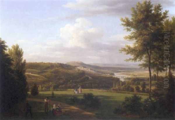 Vue Du Petit Bellevue De St. Cloud, Nr. Vallerienne Oil Painting by Jean Baptiste Gabriel Langlace