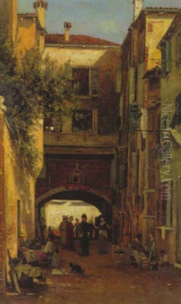 Gasse In Venedig Oil Painting by Hermine Lang-Laris