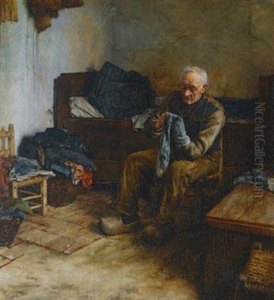 A Flemish Peasant Oil Painting by Walter Langley