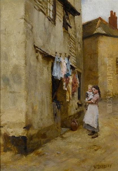 A Street In Newlyn Oil Painting by Walter Langley