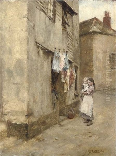 Street Scene, Newlyn Oil Painting by Walter Langley