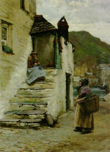 At Polperro, Cornwall Oil Painting by Walter Langley