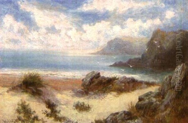 Englische Kustenlandschaft Mit Moven Oil Painting by William Langley