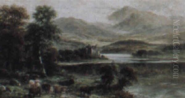 Loch Awe And Kilchurn Castle Oil Painting by William Langley