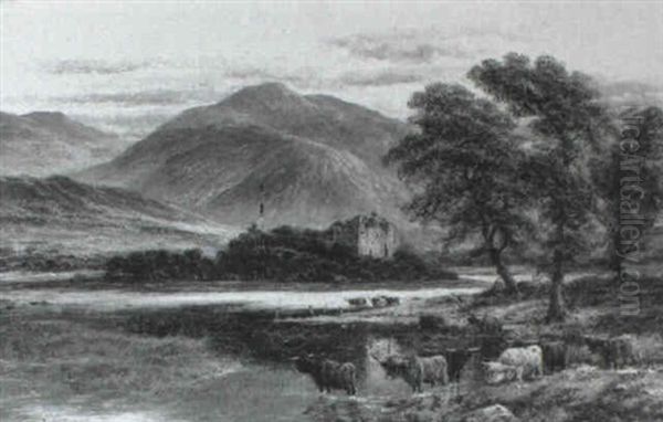 Kilchurn Castle, Loch Awe Oil Painting by William Langley