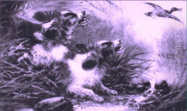 Terriers Ratting And Raising Oil Painting by J. Langlois