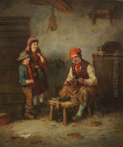 Schuster Mit Zwei Kindern Oil Painting by Mark William Langlois