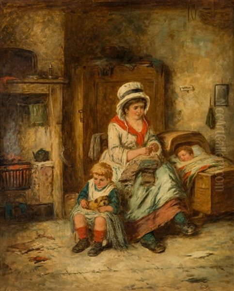 By Mother`s Side Oil Painting by Mark William Langlois