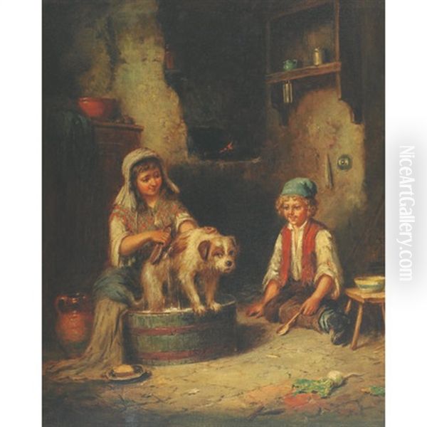 Bathtime Oil Painting by Mark William Langlois