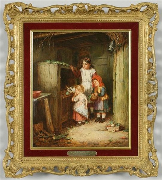 The Rabbit Hutch Oil Painting by Mark William Langlois