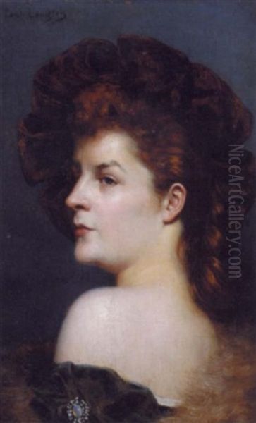 Femme Rousse Au Chapeau Oil Painting by Paul Langlois