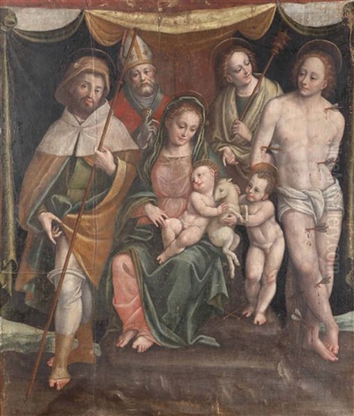 Madonna Con Bambino E Santi Oil Painting by Bernardino Lanino