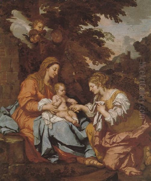 The Mystic Marriage Of St Catherine Oil Painting by Prosper Henricus Lankrink