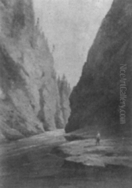 Fisherman In A Gorge Oil Painting by Charles Lanman