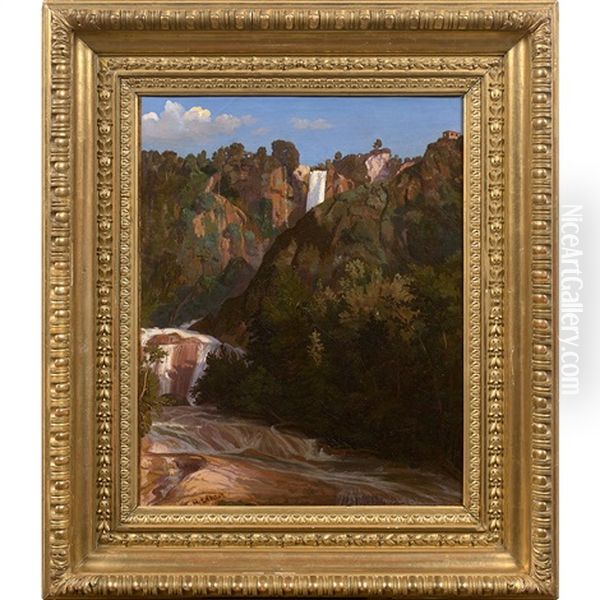 Cascades De Terni Oil Painting by Felix-Hippolyte Lanoue