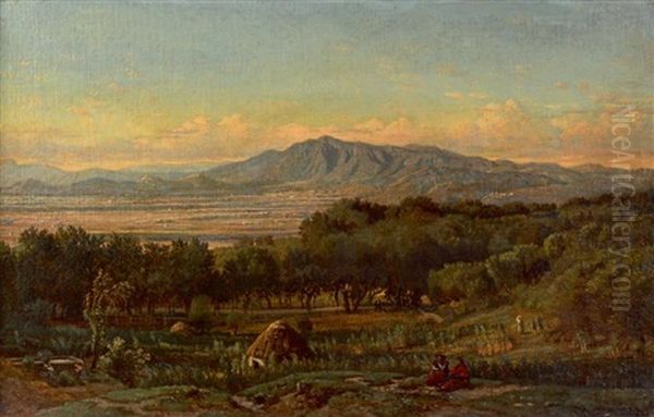 La Campagne De Rome Oil Painting by Felix-Hippolyte Lanoue