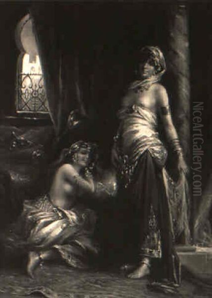 Harem Beauties Oil Painting by Felix-Hippolyte Lanoue