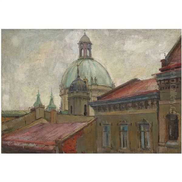 View Of The Ivanovsky Monastery, Moscow Oil Painting by Evgeni Evgen'evich Lansere