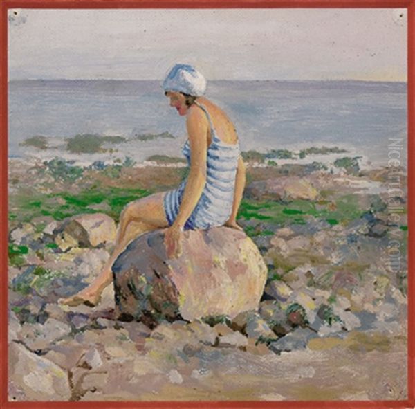 Am Strand Oil Painting by Evgeni Evgen'evich Lansere