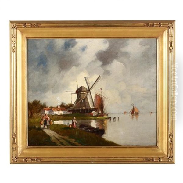 The Old Mill At Dordrecht by Walter Franklin Lansil