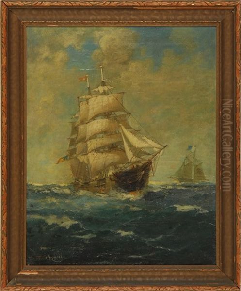 Leaving The Pilot Oil Painting by Walter Franklin Lansil