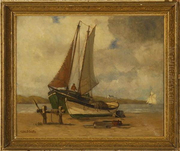 New Brunswick Fishing Boats Oil Painting by Walter Franklin Lansil