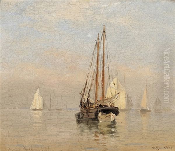 Morning, Portland Harbor Oil Painting by Walter Franklin Lansil