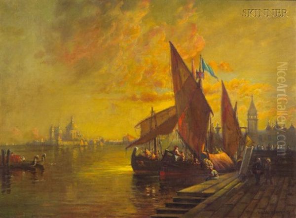 Late Afternoon, Venice Oil Painting by Walter Franklin Lansil