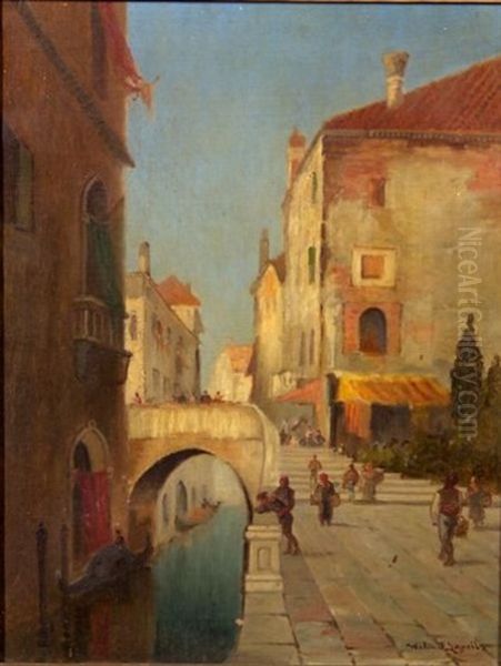 A Canal In Venice Oil Painting by Walter Franklin Lansil