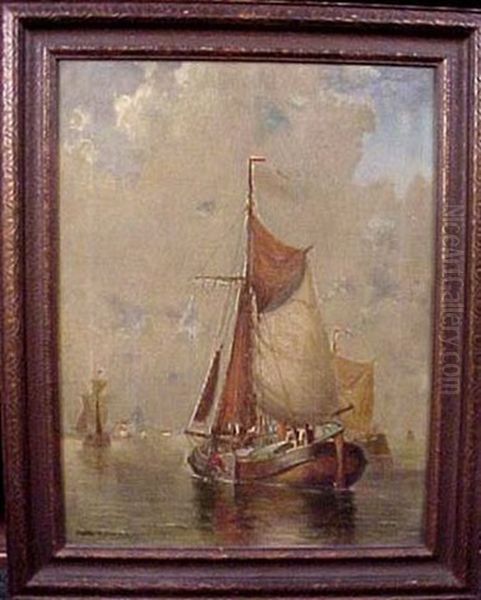 A Calm Near Dordrucke Oil Painting by Walter Franklin Lansil