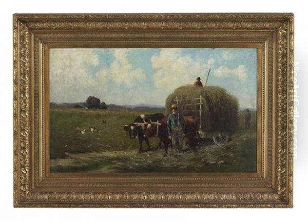 The Hay Wagon Oil Painting by Wilbur H. Lansil