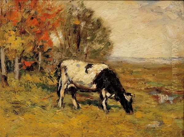 Grazing Cow Oil Painting by Wilbur H. Lansil