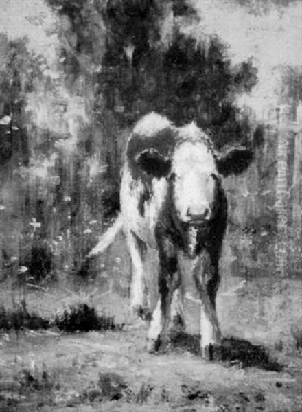 Calf Oil Painting by Wilbur H. Lansil