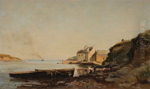 Bord De Mer En Bretagne, 1869 Oil Painting by Emmanuel Lansyer