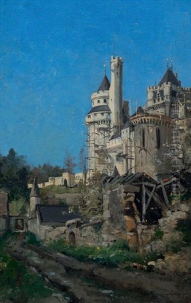 Restauration Du Chateau De Pierrefonds Par Viollet-le-duc Oil Painting by Emmanuel Lansyer