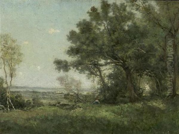 Landschaft Mit Sitzender Figur Oil Painting by Emmanuel Lansyer