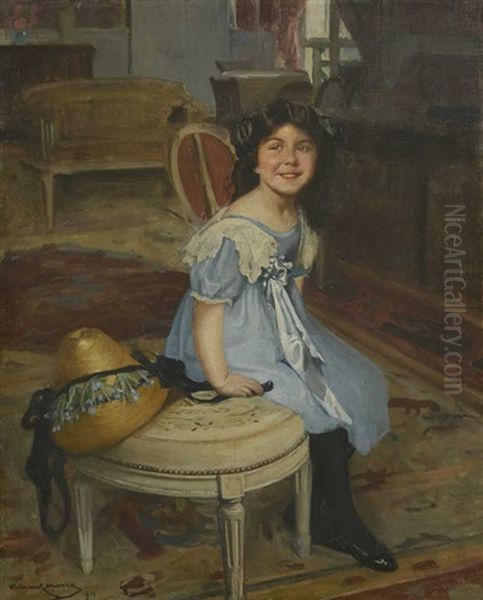 La Jeune Amica Dans Un Interieur Oil Painting by William Julien Emile Laparra