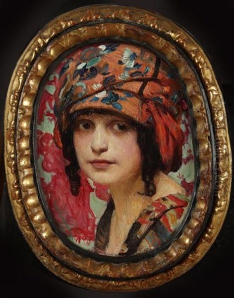 Portrait De Jeune Femme Au Turban Oil Painting by William Julien Emile Laparra