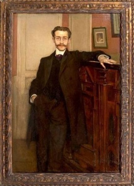 Portrait De Benjamin Landowski Oil Painting by William Julien Emile Laparra