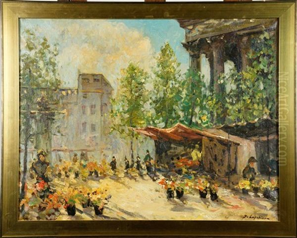 Marche Aux Fleurs Oil Painting by Georgi Alexandrovich Lapchine