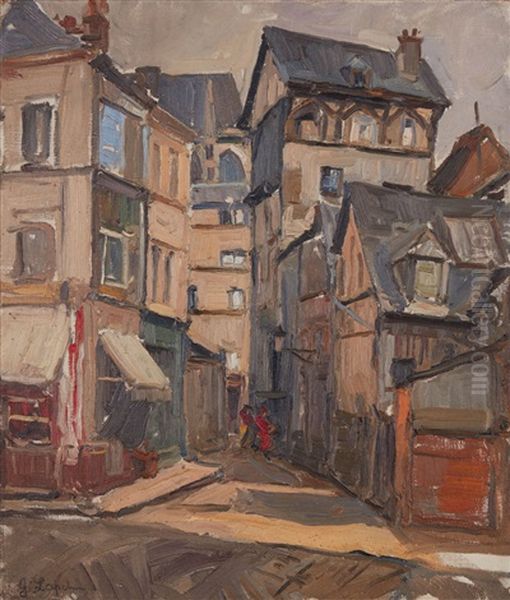 Old Town Oil Painting by Georgi Alexandrovich Lapchine